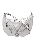 Versace White Leather Silver-tone Crossbody Bag