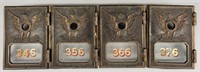 (4) Bronze Pat.1892 Post Office Box Fronts