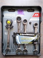 ACE 4-pc GearWrench SAE Ratcheting Wrench Set
