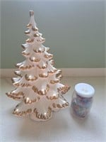 Ceramic White & Gold Christmas tree 18in h