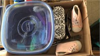 misc lot with curlers, baby shoes etc