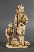 Japanese Carved Ivory & Bone Figural Group