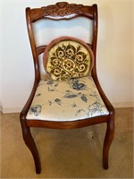 Vintage Wood Chair with Floral Cushion