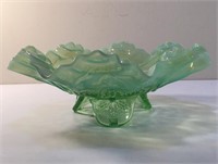 RUFFLED PRESSED GLASS FOOTED CENTERPIECE BOWL