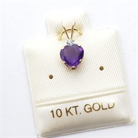 $80 10K  Amethyst And Aquamarine(0.88ct) Pendant