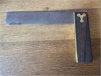 Vintage Carpenter's Wood& Brass 10 1/2" Try Square