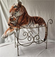 Stuffed Tiger & Cub On Wire Stand