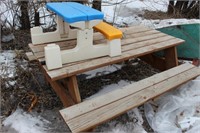 Wood Picnic Bench, Plastic Kids Bench Lot