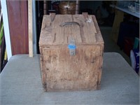 Old Wooden Box with Hinged Lid