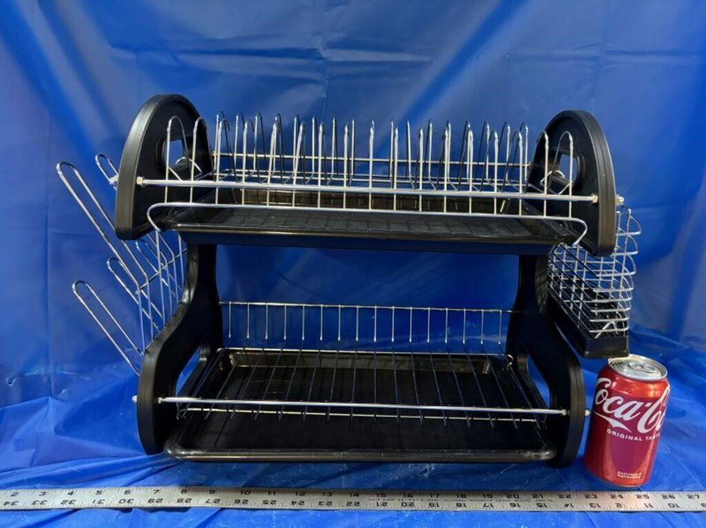 2 Tiered Plastic & Metal Shelves Dish Drying Rack