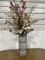 17 " Ceramic Vase With Faux Flowers, 42 "