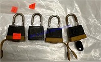 4 Catapillar, cat padlocks with matching key Which