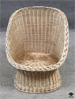 Wicker Barrel Back Low Profile Chair