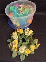 Assorted Easter decor and candles