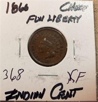 1866  Indian Head Cent Key XF