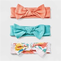 Baby Girls' 3pk Garden Bow Headwrap - Cloud