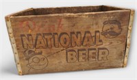 National Beer Wooden Crate with Man Logo