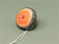 Orange Quartz .925 silver ring ( H 18)