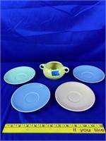 5pc Lu-Ray pastels saucers and sugar