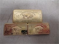 1/2 Troy Oz & 2 10 Gram 100 Mills Gold Clad