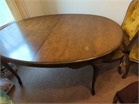Baker wood dining room table and 6 chairs