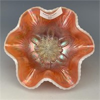 Dugan Peach Opal Stippled Petal Ruffled Berry Bowl