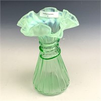 Fenton Green Opal Wheat Vase