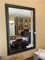 Large Framed Beveled Wall Mirror