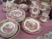 meakin england 45pcs various red-white dishes