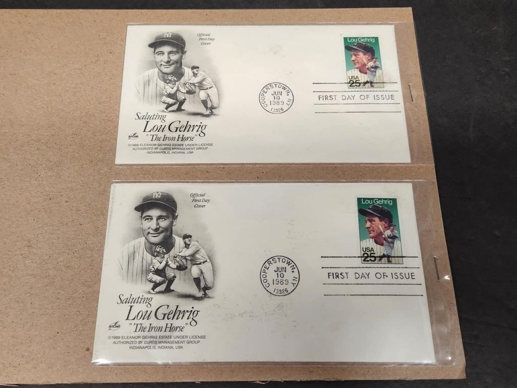 1989 Lou Gehrig Official First Day Covers