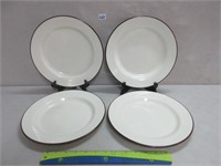 4 ENAMELED METALWARE PLATES