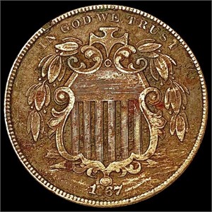 1867 Shield Nickel LIGHTLY CIRCULATED