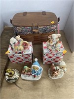 Vintage longaberger basket and Mary moo cows