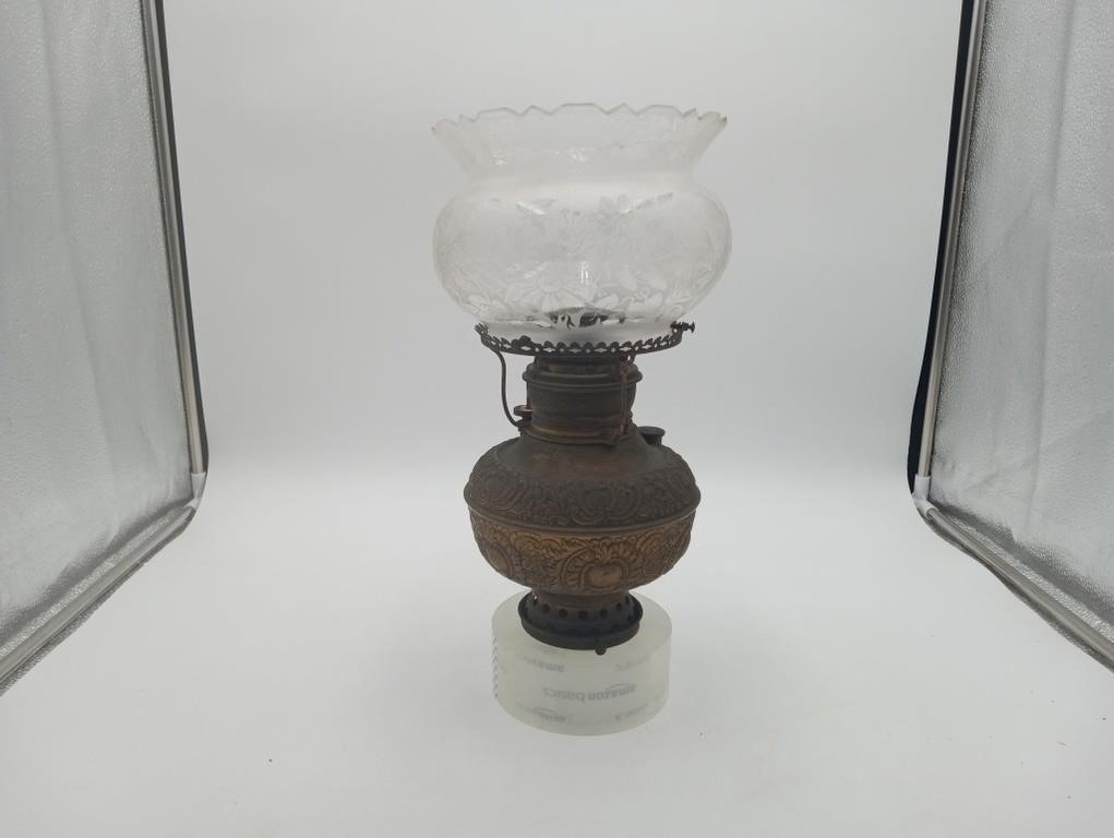 The Miller Lamp Kerosene Oil w/ Etched shade