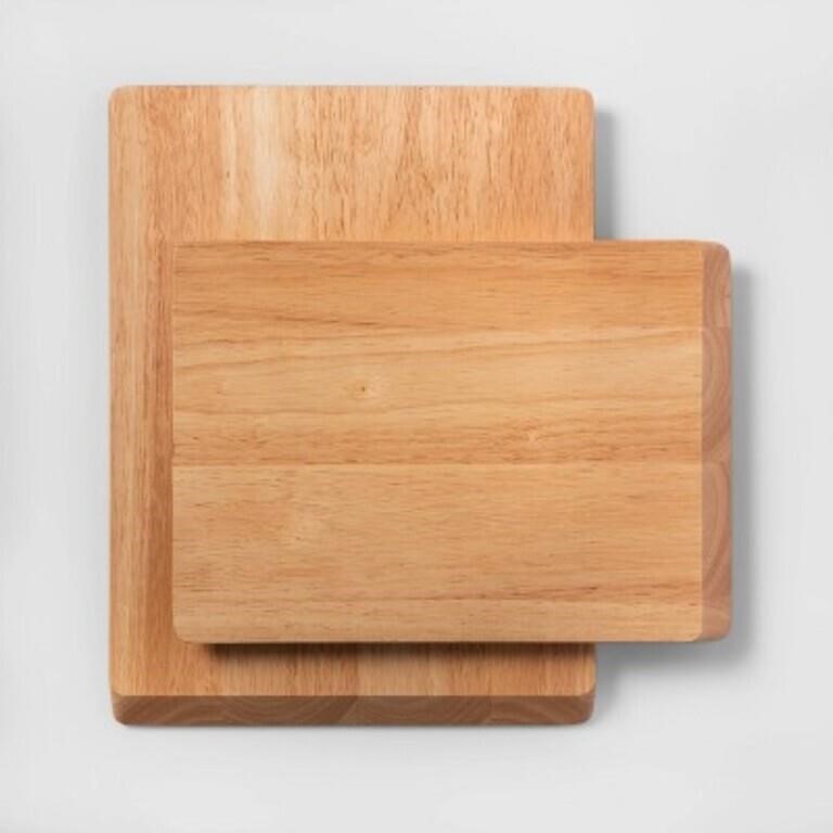 2pc Nonslip Wood Cutting Board Set - Design