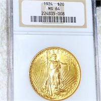 1924 $20 Gold Double Eagle NGC - MS64