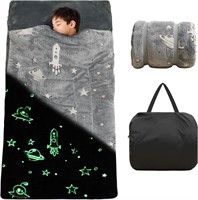 Kids Sleeping Bag - Glow in Dark  Grey Galaxy