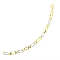 14k Two Tone Gold Figaro Chain Bracelet