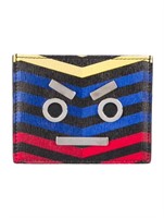 Fendi Face Chevron Leather Card Case