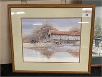 Amish Barn, Pond Scene Framed Art
