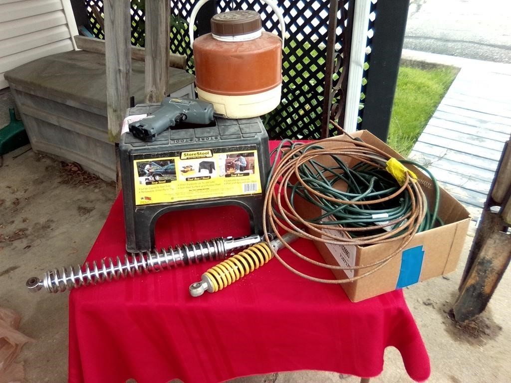 Garage lot, thermos, extension cord, misc.