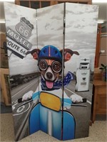 Route 66 & Dogs Three Panel Fabric Room Divider