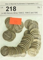 (+/-48) Mercury dimes 1944-D, 1944-S and 1945