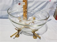 PUNCH BOWL, LADLE, & BRASS HOLDER