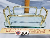 BRASS HANDLED GLASS TRAY