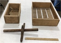 Wood crates w/ carpenters tool