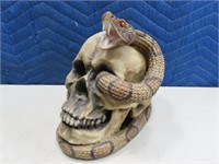 8" poly Skull w/ Rattlesnake Decor