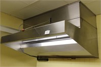Stainless steel lighted kitchen hood with Ansul