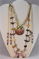 3 Indian Necklaces 26", 30" & 20" Heishe, Festish