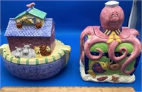 Pink Octopus And Noah’s Ark Cookie Jars